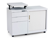 Floor cabinet with rolling door and 3 drawersCG-PM-114A-S-G_Office Furniture_Steel Cabinet_Steel Furniture